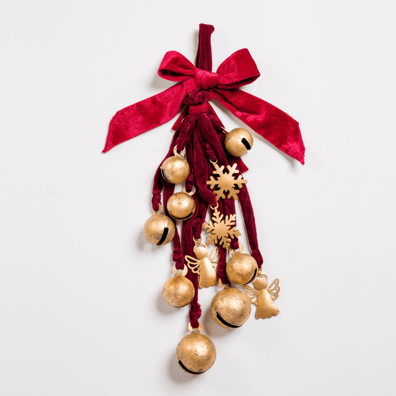 Gold & Burgundy Ornament Metal Cluster - Joy By