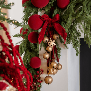 Gold & Burgundy Ornament Metal Cluster - Joy By