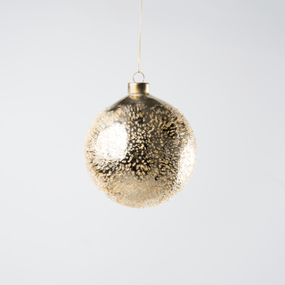 Gold Glass Ball Ornament with Sugar Beads - Joy By