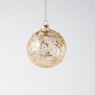 Gold Glass Clear Ball Ornament - Joy By