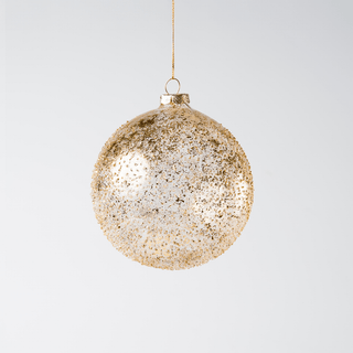 Gold Glass Clear Ball Ornament - Joy By
