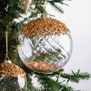 Gold Glass Ornament with Glitter - Dipped Top - Joy By
