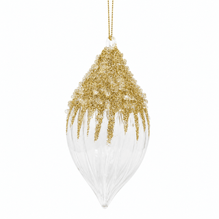 Gold Glass Shuttle Ornament - Joy By