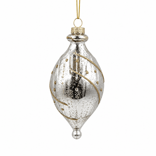 Gold Glass Teardrop Ornament 6" - Joy By