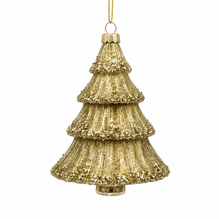 Gold Glass Tree Ornament 5" - Joy By