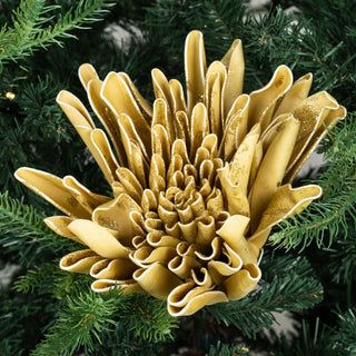 Gold Glitter Dahlia Flower Ornament - Joy By