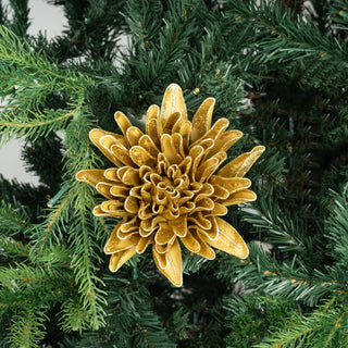 Gold Glitter Dahlia Flower Ornament - Joy By