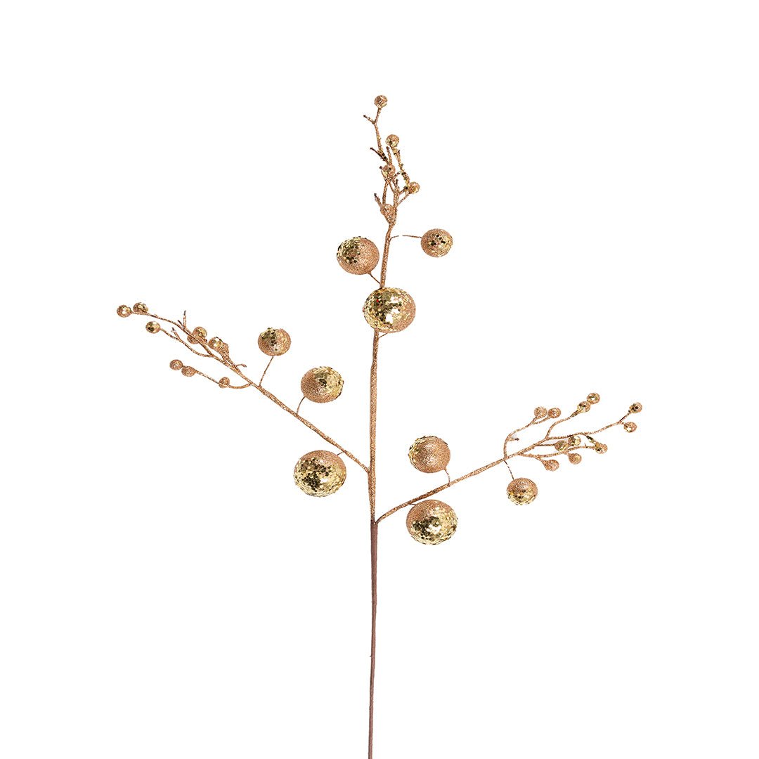 Gold Glitter Festive Ball Pick - Joy By