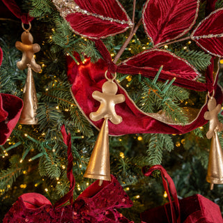 Gold & Maroon Gingerbread Metal Garland - Joy By