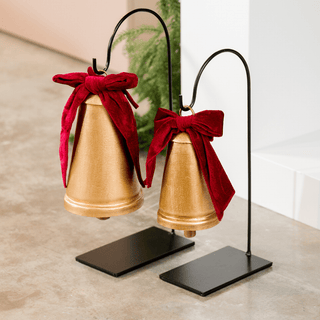 Gold Metal Dinner Bells (Set of 2) with Bow - Joy By