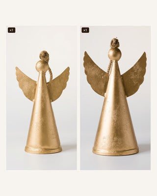 Gold & Natural Metal Angel Bell Set - Joy By