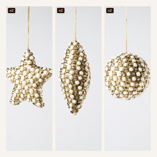 Gold Pearl Lace Ornament Set - Joy By