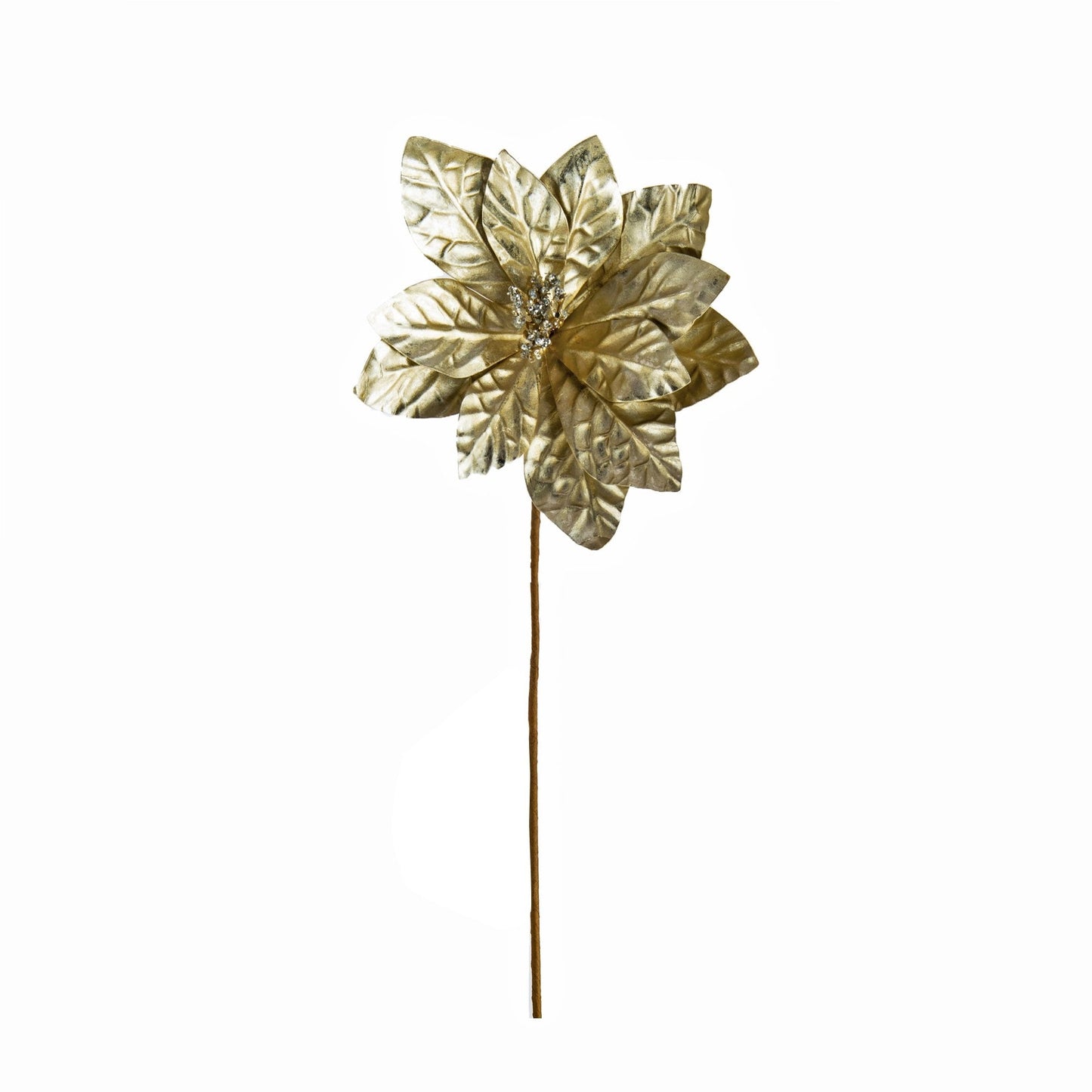 Gold Poinsettia Pick - Joy By