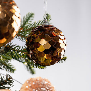 Gold Sequin Ball Ornament - Joy By