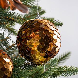 Gold Sequin Ball Ornament - Joy By