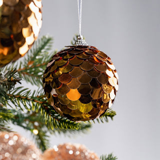 Gold Sequin Ball Ornament - Joy By