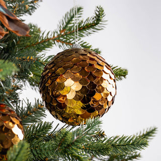 Gold Sequin Ball Ornament - Joy By