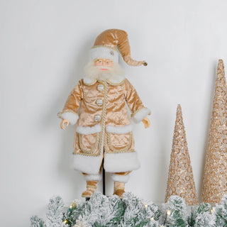 Gold Standing Santa With Black Stand - Joy By