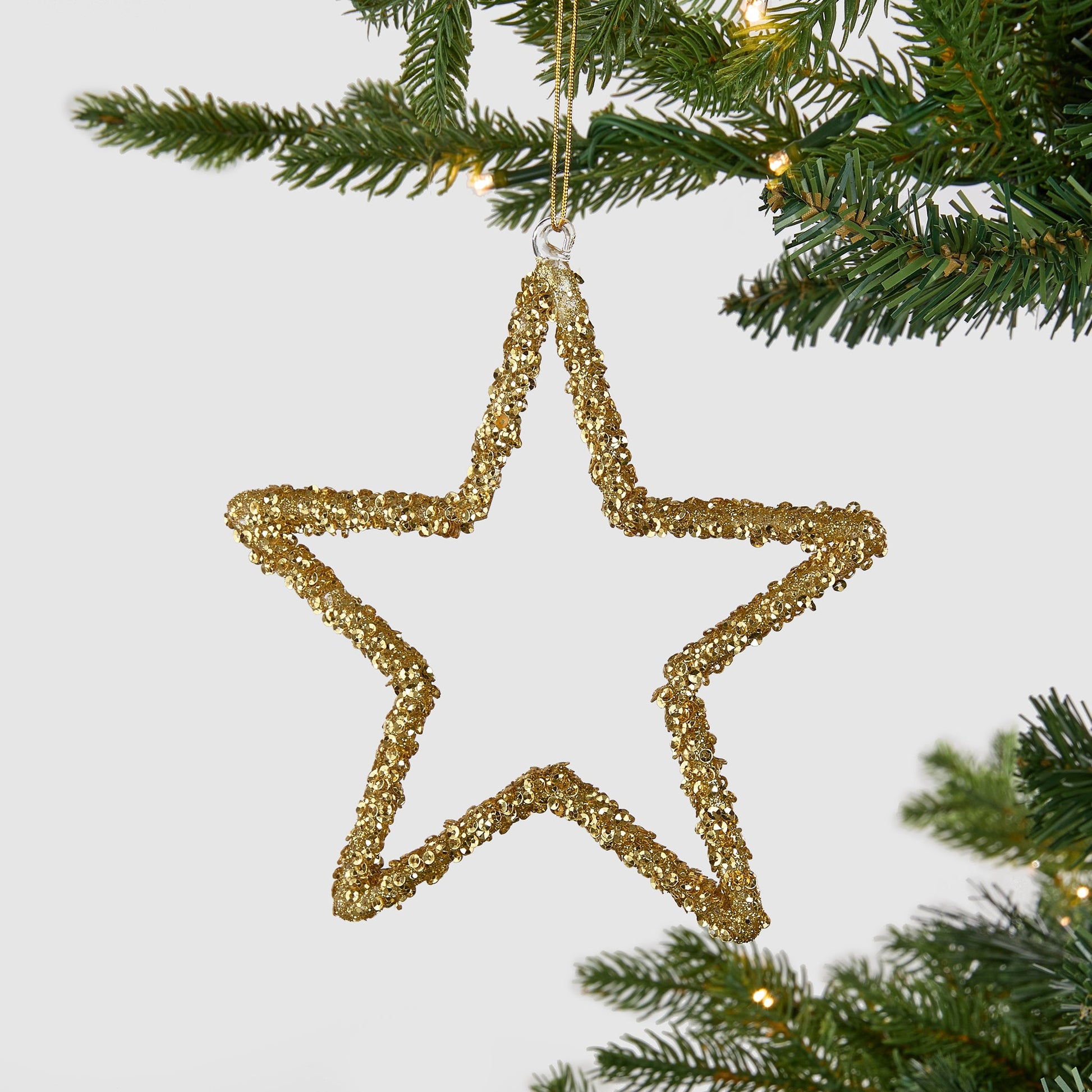 Gold Whimsical Wired Star Ornament - Joy By