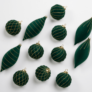 Green Flocked Shatterproof 12-Piece Ornament Set - Joy By