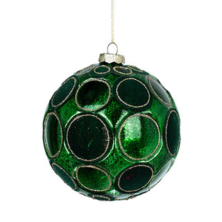 Green Glass Ball with Green Velvet Spheres - Joy By
