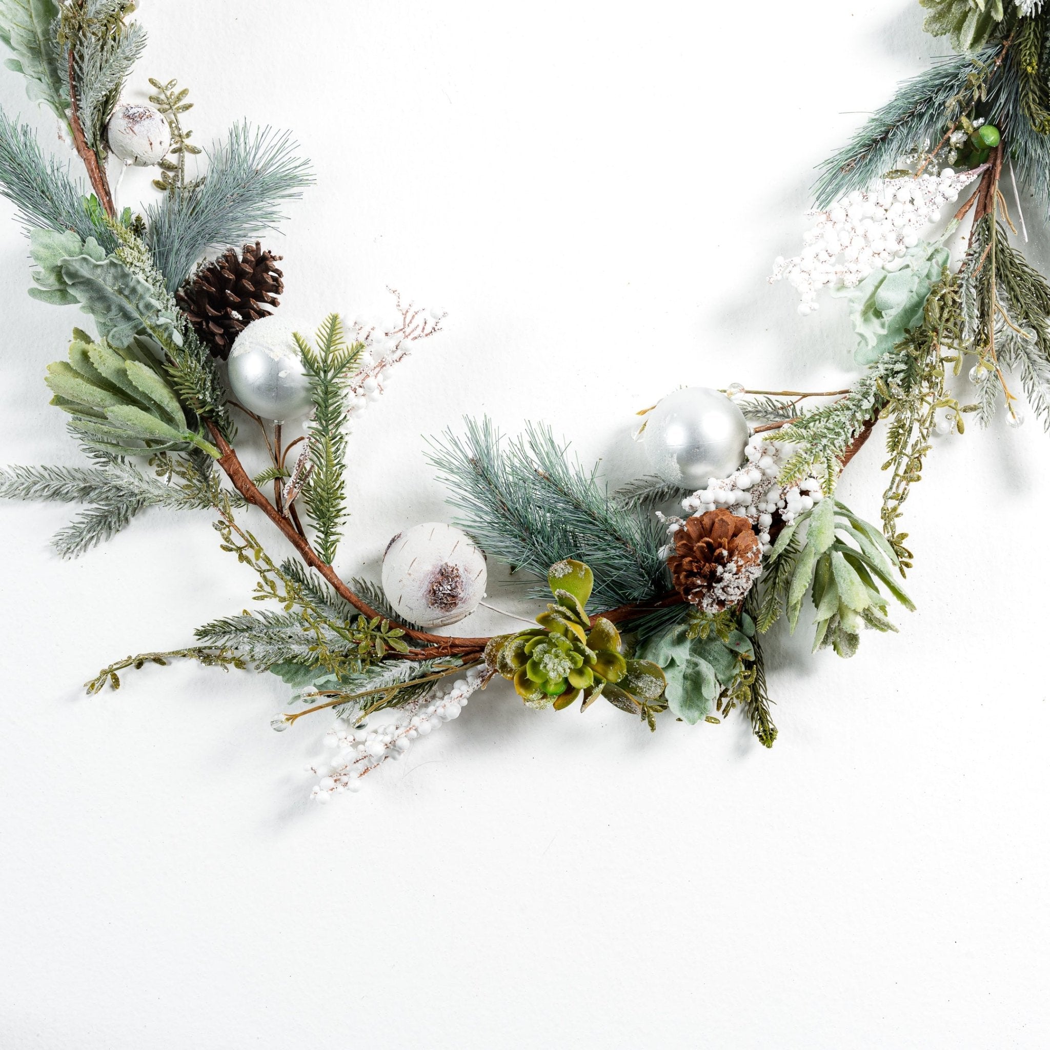 succulent garland Ashland Mixed Pine Berry & Pinecone Garland, 6 ft, Green-Cream
