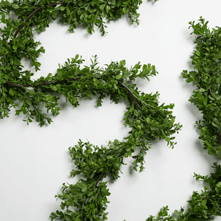 Green Real Touch Boxwood Garland 9 ft - Joy By