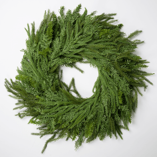Green Real Touch Mixed Leaves Wreath 30" - Joy By
