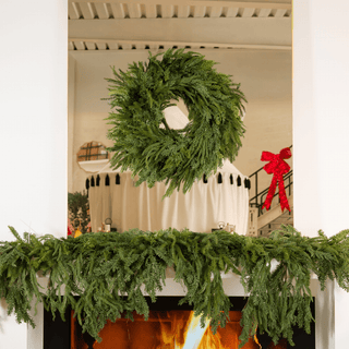 Green Real Touch Mixed Leaves Wreath 30" - Joy By