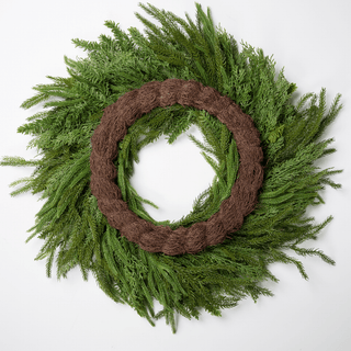 Green Real Touch Mixed Leaves Wreath 30" - Joy By