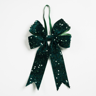 Green Velvet Sequin Ribbon Bow - Joy By