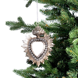 Hammered Metal Heart Ornament with White - Joy By