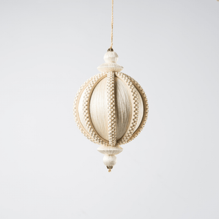 Ivory Crystal Lace Thread Ornament 4" - Joy By