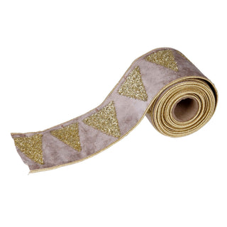 Ivory Velvet 4" Tree Ribbon with Gold Tree Embroidery - Joy By