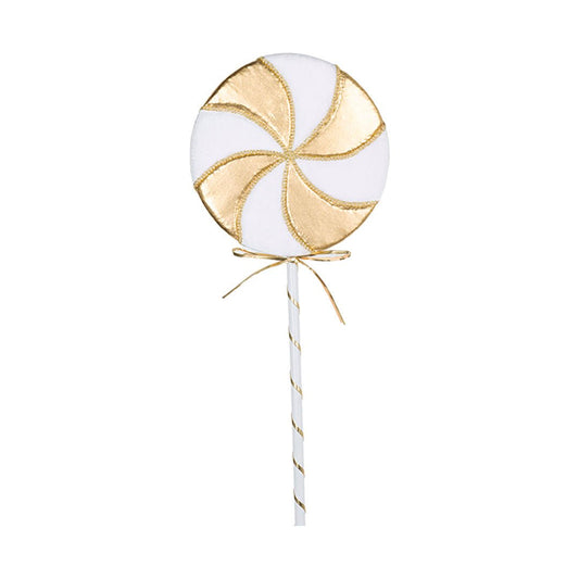 Large Gold & White Classic Lollipop Ornament - Joy By