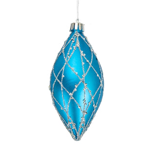 Matte Blue Shuttle Ornament with Silver Glitter - Joy By