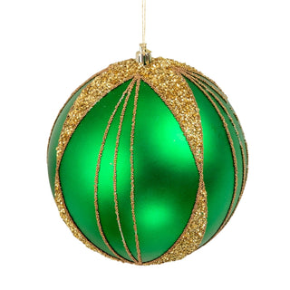 Matte Green & Gold 6" Ball Ornament - Joy By
