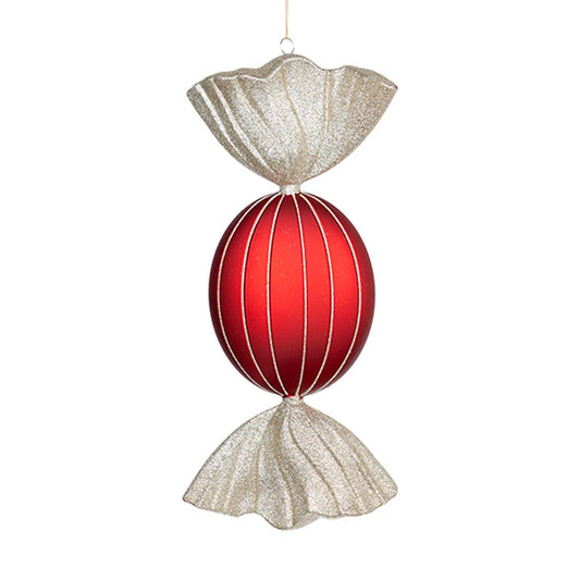 Matte Red & Champagne 18.5" Candy Ornament - Joy By