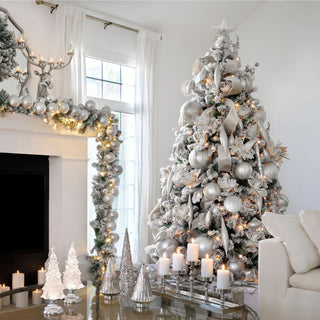 Matte Silver 8" Textured Ball Ornament - Joy By