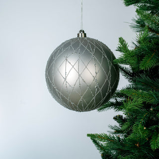 Matte Silver 8" Textured Ball Ornament - Joy By