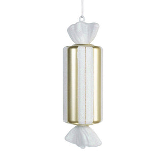 Matte White & Bright Champagne 12" BonBon Ornament - Joy By