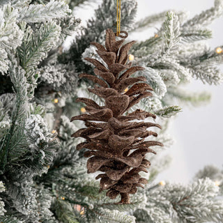Metallic Glitter Brown Pinecone Ornament - Joy By