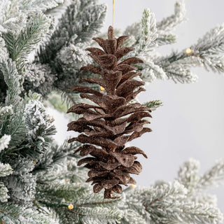Metallic Glitter Brown Pinecone Ornament - Joy By
