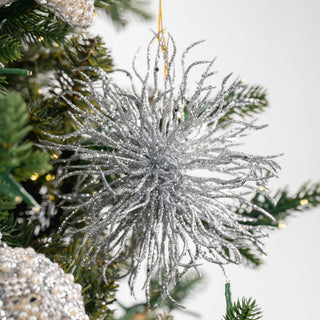 Metallic Silver Starburst Ornament - Joy By