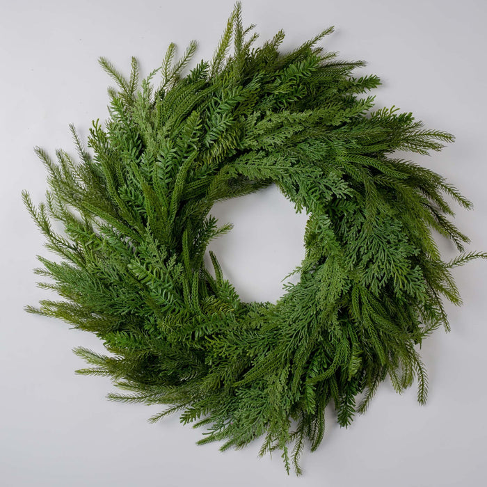 Green Real Touch Mixed Leaves Wreath 30"
