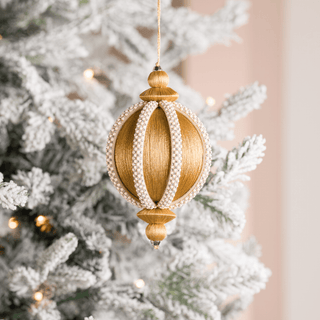 Mustard Crystal Lace Thread Ornament 4" - Joy By