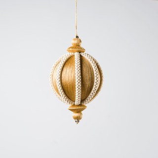 Mustard Crystal Lace Thread Ornament 4" - Joy By