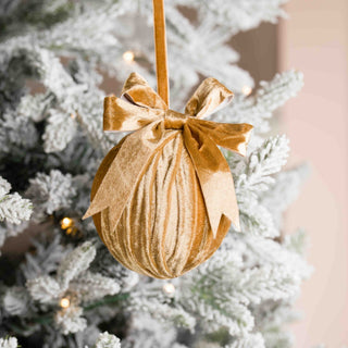 Mustard Velvet Ball Ornament - Joy By