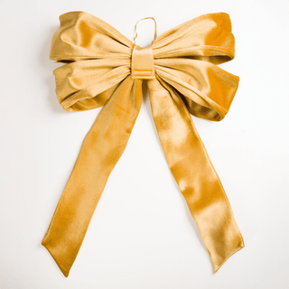 Mustard Velvet Festive Large Bow Topper - Joy By