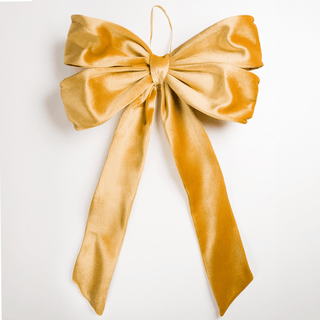 Mustard Velvet Festive Large Bow Topper - Joy By